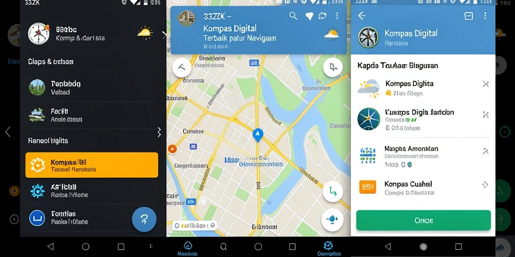 Antarmuka 33ZK menunjukkan fungsi kompas digital yang intuitif.