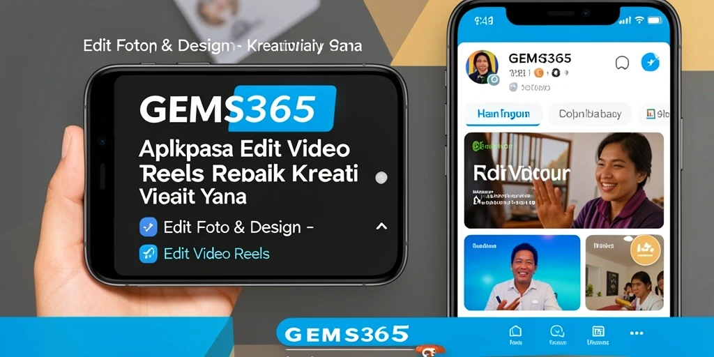 Antarmuka GEMS365 yang menarik untuk editing video reels.