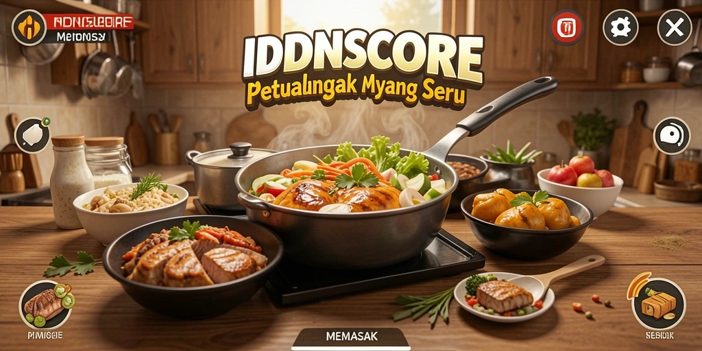 Tampilan antarmuka yang menarik di game Memasak IDNSCORE.