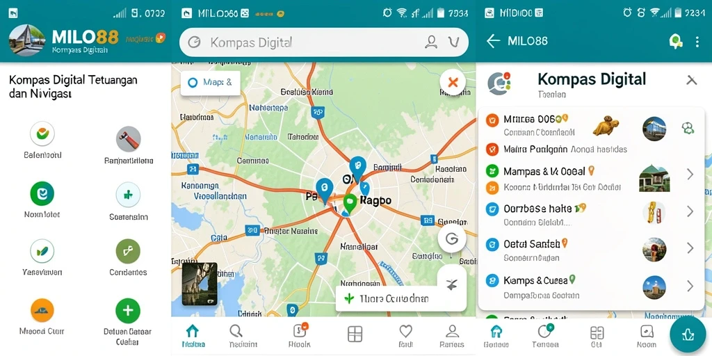 Tampilan antarmuka kompas digital MILO88 yang jelas dan informatif.