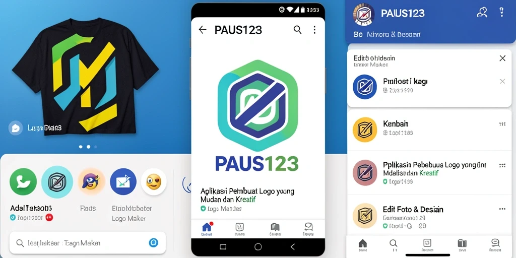 Tampilan antarmuka PAUS123 saat merancang logo dengan fitur lengkap.