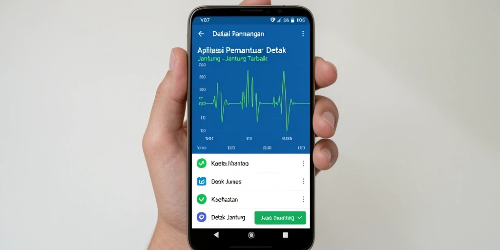 Tampilan antarmuka V07 yang menampilkan pemantauan detak jantung secara real-time.