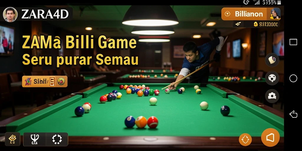 Antarmuka ZARA4D yang menarik dengan fitur permainan billiard.